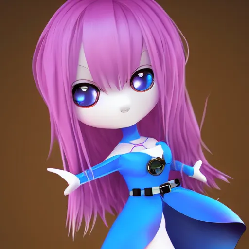 Prompt: cute fumo plush of a superheroine girl in a blue dress, magical girl, gothic anime girl, velvet, vray