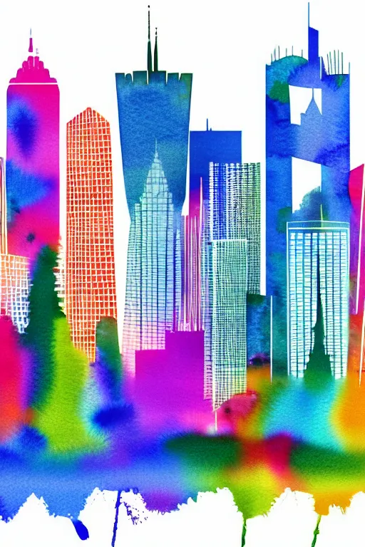 Image similar to minimalist watercolor art of frankfurt skyline, illustration, vector art