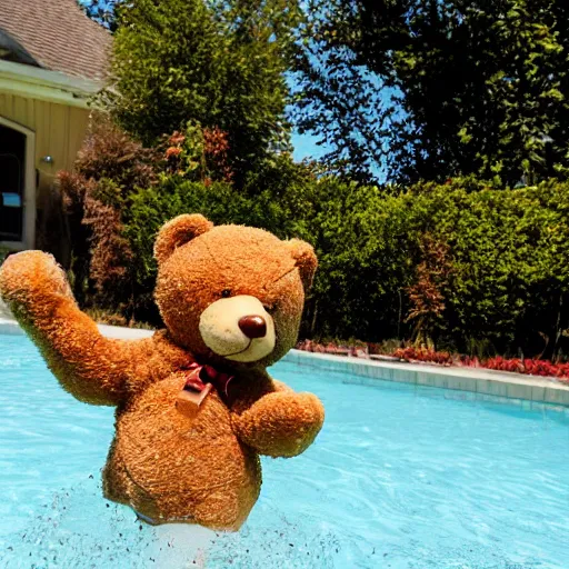 Image similar to a teddy bear playing in a pool