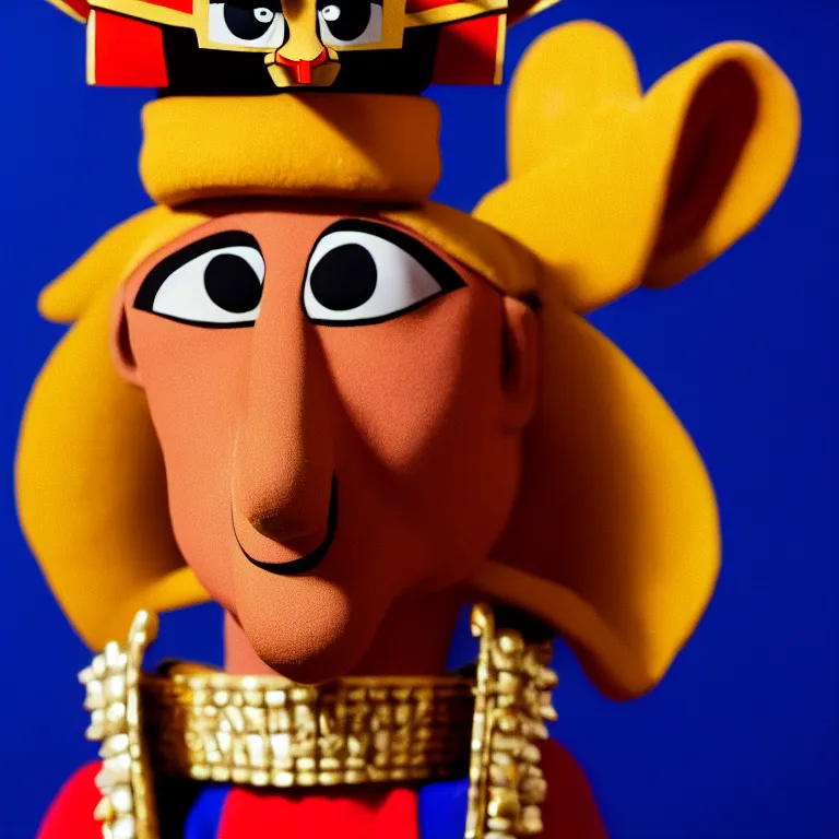 Image similar to A photo of Emperor Kuzco!!!!!!!!!!!!!!!!. Portrait by Terry Richardson. Low Light. 8K. UHD. Bokeh.