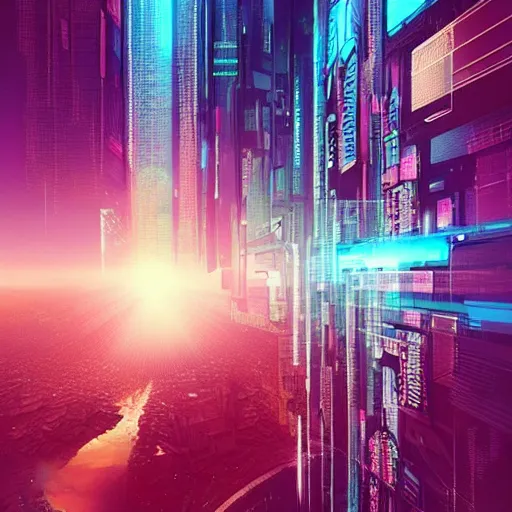 Image similar to “ planet earth, cyberpunk art by vincent lefevre, behance contest winner, altermodern, cityscape, synthwave, matte painting ”