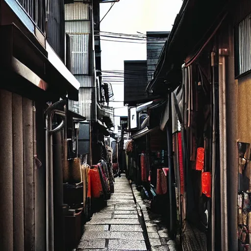 Image similar to japanese city back alleys by robert hubert