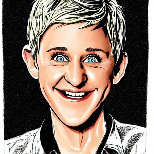 Image similar to ellen degeneres drawn by robert crumb