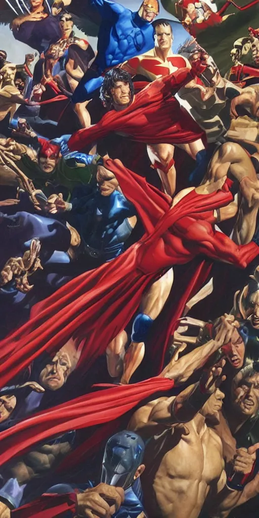 Image similar to A Kingdom Come cover by Alex Ross, oil painting