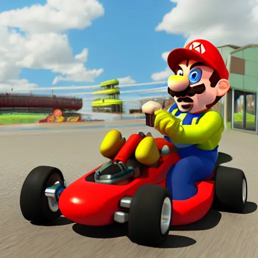 Prompt: breaking bad Mario kart, 3d render, concept design