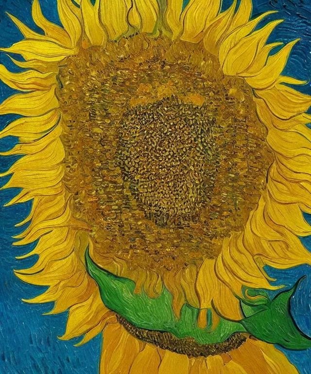 Image similar to sunflower, water painting, vincent van gogh, heavenly, sun rays, intricate, colorful, highly detailed, soft tones