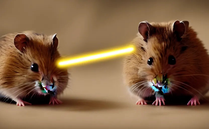 Image similar to hamster like skywalker, movie still, star wars, cinematic, sharp focus, cinematic grain, cinematic lighting, 8 k