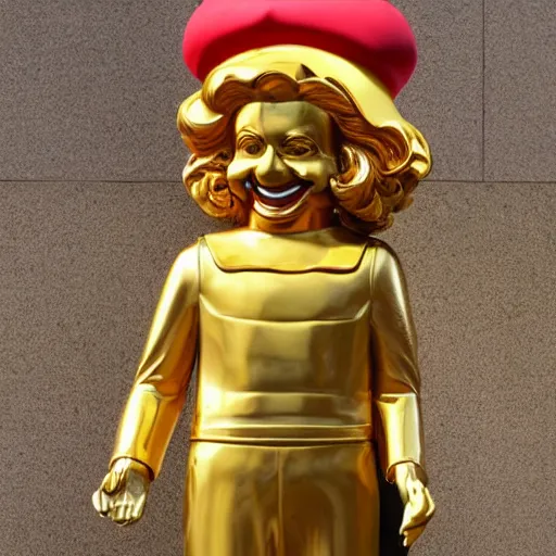 Image similar to A golden statue of Ronald McDonald