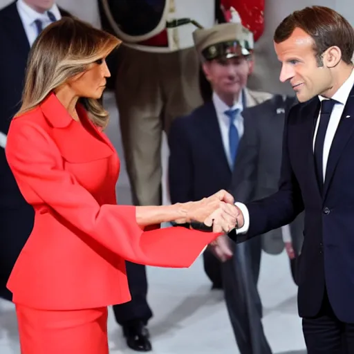 Image similar to macron flirting with melania trump