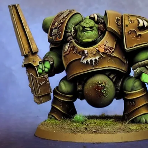 Image similar to an extremely sad orge in warhammer 4 0 k darktide