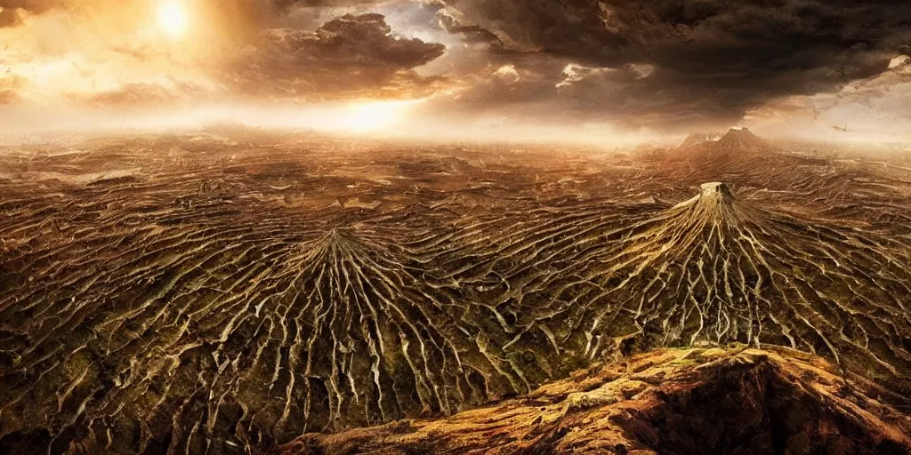 Image similar to amazing crazy landscape photo of a secret civilization, hyperdetailed, cinematic masterpiece