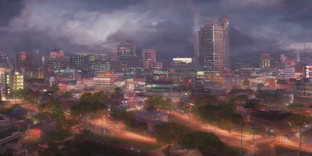 Image similar to Fukuoka City, cinematic lighting, detailed oil painting, unreal 5 render, 8k