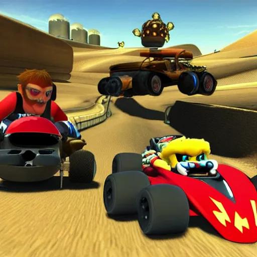 Image similar to mariokart delux mad max version