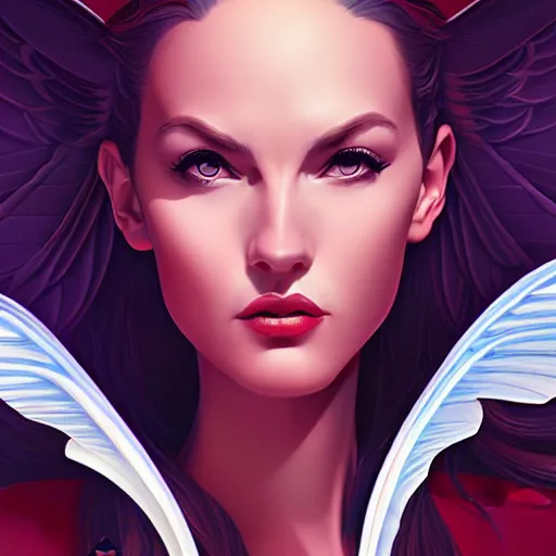 Image similar to portrait of a powerful pretty woman with wings, digital art,, concept art, smooth, sharp focus, illustration, symmetry face, fine details. art by alex ross, brittney lee, disney, anime - h 6 4 0