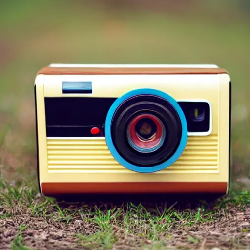 Image similar to polaroid camera made of cardboard, cardboard cutout, brown corrugated cardboard