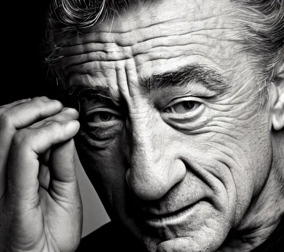 Image similar to a studio photograph of Robert DeNiro; f/1.4; 90mm