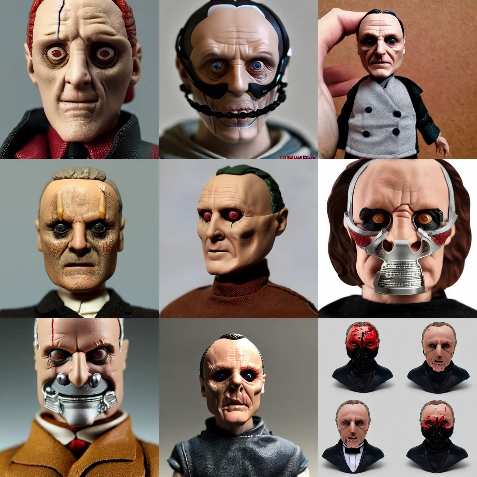 Prompt: individual masked hannibal lecter stop motion vinyl action figure, plastic, toy, stephen bliss style