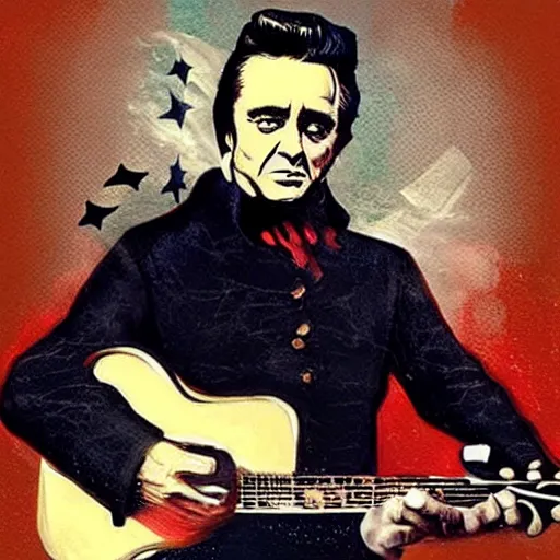 Image similar to johnny cash as a revolutionary war general