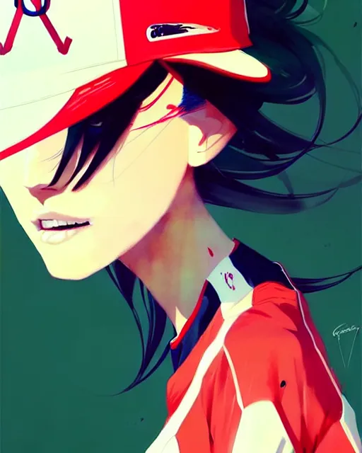 Prompt: a ultradetailed beautiful panting of a stylish girl in a baseball uniform, by conrad roset, greg rutkowski and makoto shinkai, trending on artstation