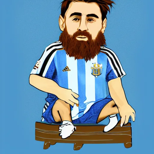 dwarf messi sitting on a throne with argentina shirt, | Stable ...