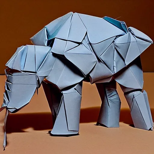 Prompt: [ 🐋 as 🐘 as 🤖 ] origami [ kim jung gi ] [ adams, ansel ]