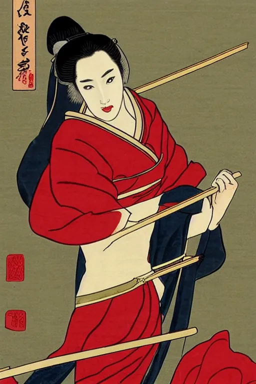 Prompt: gal gadot as Maiko in Ukiyo-e art