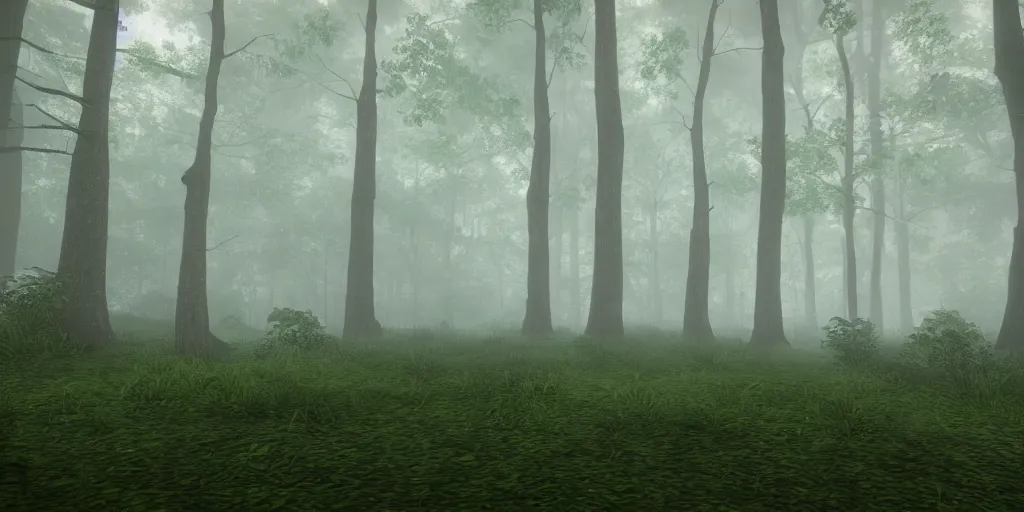 Image similar to forest, unreal engine, 4k, misty, rain