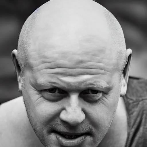 Image similar to A realistic photo of a bald Boris Johnson with a tattoed head, bald, bald, bald, m.zuiko 75mm, f 1.8, 1/400, RAW, unedited, 8K, high quality,