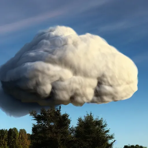 Prompt: a cloud with an angry realistic face made by cloud on it