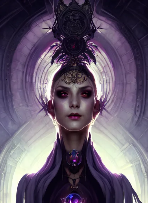 Image similar to a beautiful cinematic female Necromancer Sorceress, galatic shamen with Quantum energy fantasy, fantasy magic, undercut hairstyle, dark light night, intricate, elegant, sharp focus, illustration, highly detailed, digital painting, concept art, matte, art by WLOP and Artgerm and Greg Rutkowski and Alphonse Mucha, masterpiece