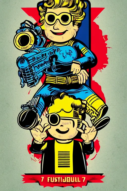 Image similar to fallout 7 6 retro futurist illustration art by butcher billy, sticker, colorful, illustration, highly detailed, simple, smooth and clean vector curves, no jagged lines, vector art, smooth andy warhol style