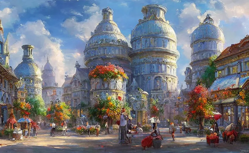 Image similar to Alchemy city. By Konstantin Razumov, highly detailded