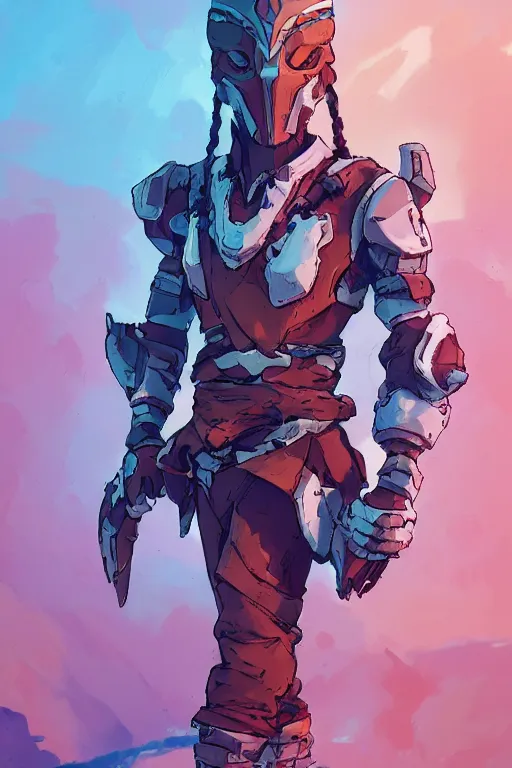 Image similar to combination suit armor aloy horizon forbidden west horizon zero dawn robot ninja mask helmet backpack tribal, art gta 5 comics, official fanart behance hd artstation by jesper ejsing, by rhads, makoto shinkai and lois van baarle, ilya kuvshinov, ossdraws radiating a glowing aura cgi rtx 2 0 2 2