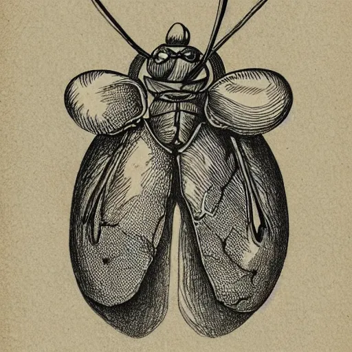 Prompt: A drawing of a Cicada wearing glasses inside a heart