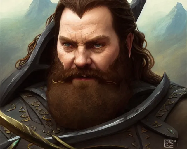 Image similar to gimli from lord of the rings, deep focus, d & d, fantasy, intricate, elegant, highly detailed, digital painting, artstation, concept art, matte, sharp focus, illustration, hearthstone, art by artgerm and greg rutkowski and alphonse mucha