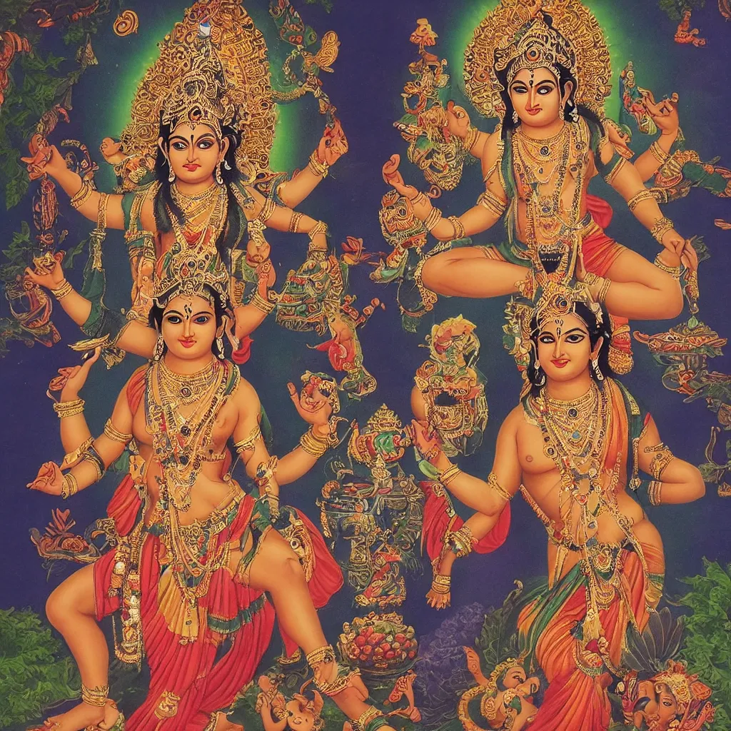 Prompt: hindu goddess posing for monthly calendar photoshoot