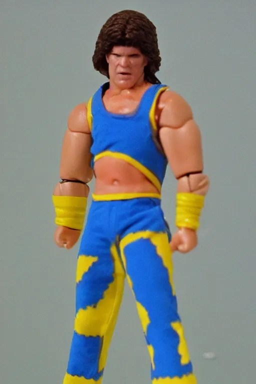 Image similar to володимир зеленськии as a 1 9 8 0 s wrestling action figure, 🇺🇦,