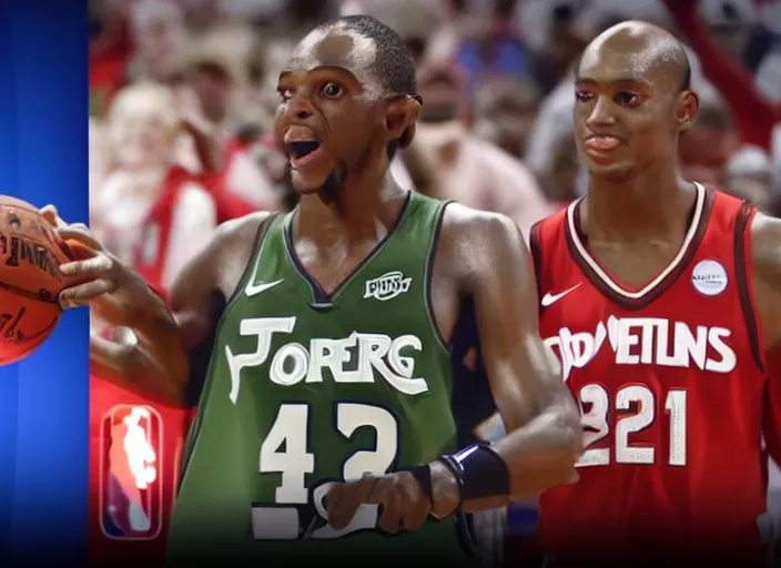 Image similar to ESPN still of Yoda playing in the nba playoffs live on espn, 4k