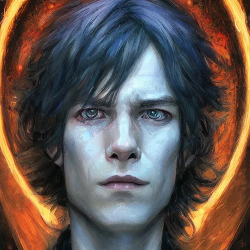 Image similar to howl from howl's moving castle as a realistic fantasy d & d character, closeup portrait art by donato giancola and greg rutkowski, realistic face, digital art, trending on artstation, symmetry!!