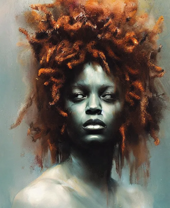 Prompt: afro medusa by jeremy mann