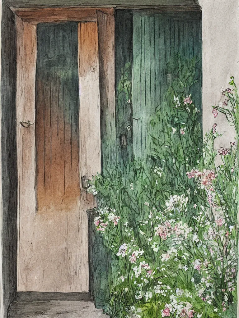 Prompt: a door into summer, illustration