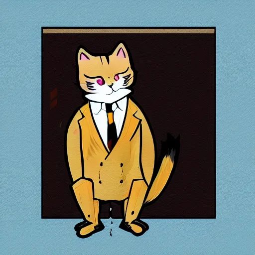 Prompt: cat wearing a suit artstation