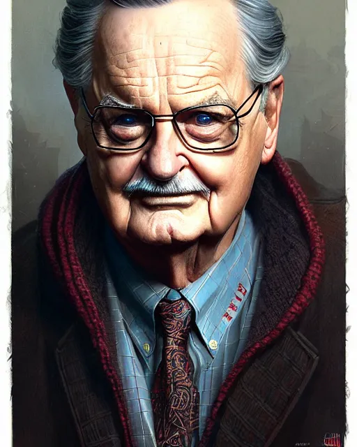 Image similar to mr. feeny from boy meets world, character portrait, portrait, close up, concept art, intricate details, highly detailed by greg rutkowski, michael whelan and gustave dore