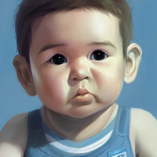 Prompt: super cute baby Harrison Ford, kawaii realistic portrait, by isabelle staub, by RossDraws, trending on artstation