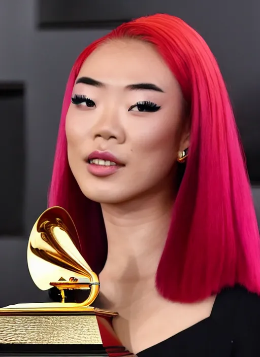 Image similar to rina sawayama winning a grammy award, red weapon 8 k s 3 5, cooke anamorphic / i lenses, highly detailed, cinematic lighting