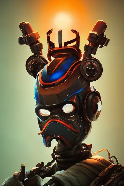 Image similar to epic mask helmet robot ninja portrait stylized as fornite style game design fanart by concept artist gervasio canda, behance hd by jesper ejsing, by rhads, makoto shinkai and lois van baarle, ilya kuvshinov, rossdraws global illumination radiating a glowing aura global illumination ray tracing hdr render in unreal engine 5