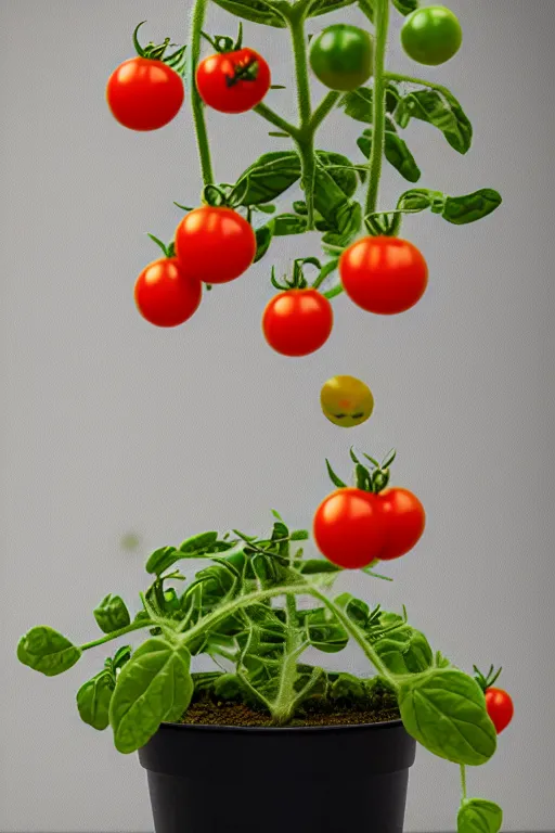 Image similar to a potted tomato plant with an ethernet connection, its leaves and tomatoes form a web developer interface for html 5 iot web 2. 0, high resolution megapixel photograph