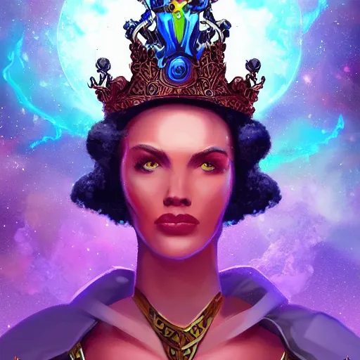 Image similar to queen of the universe, fantasy portrait illustration, artstation, digital art