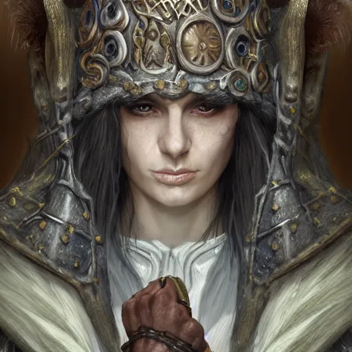 Prompt: medieval cleric druid, firemagic, fire spell, Dark Souls character, highly detailed, digital fantasy character, painted portrait, artstation, concept art, hard focus, illustration, art by artgerm and greg rutkowski and Alphonse Mucha and Craig Mullins, James Jean, Andrey Ryabovichev, Mark Simonetti and Peter Morbacher 16k