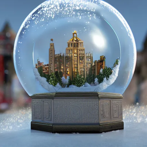 Image similar to snow globe of buenos aaires city, artstation, photorealism